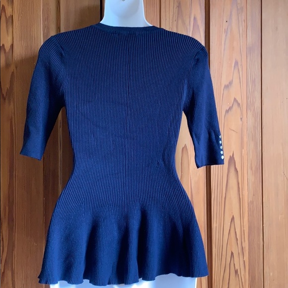 Carmen Marc Valvo Navy Blue Peplum Top - Picture 5 of 10